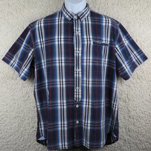 ZOLO Jeans* Men's Short Sleeve Button Down Curved Hem Chest Pocket Shirt~Size XL